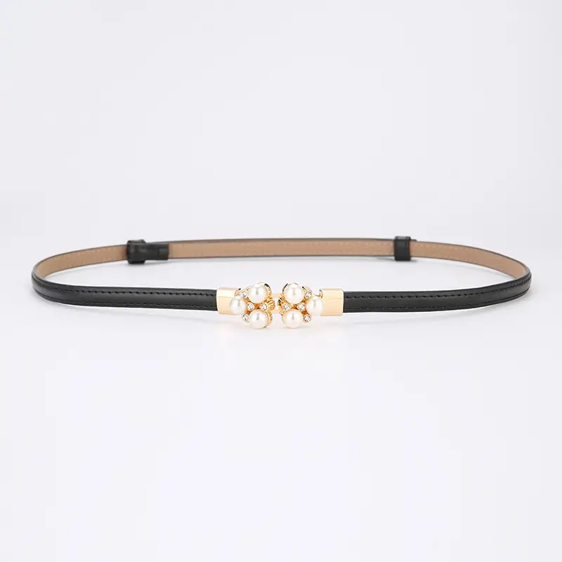 Women's Genuine Leather Decorative Belt with Crystal Accent - Image 12