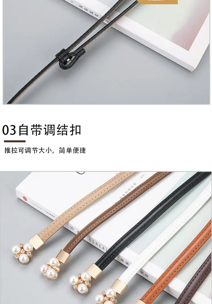 Women's Genuine Leather Decorative Belt with Crystal Accent β feature 10