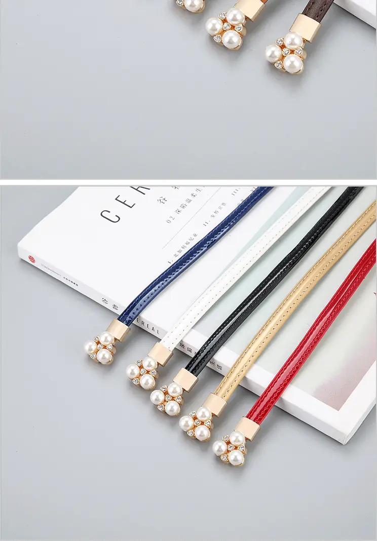 Women's Genuine Leather Decorative Belt with Crystal Accent β feature 11