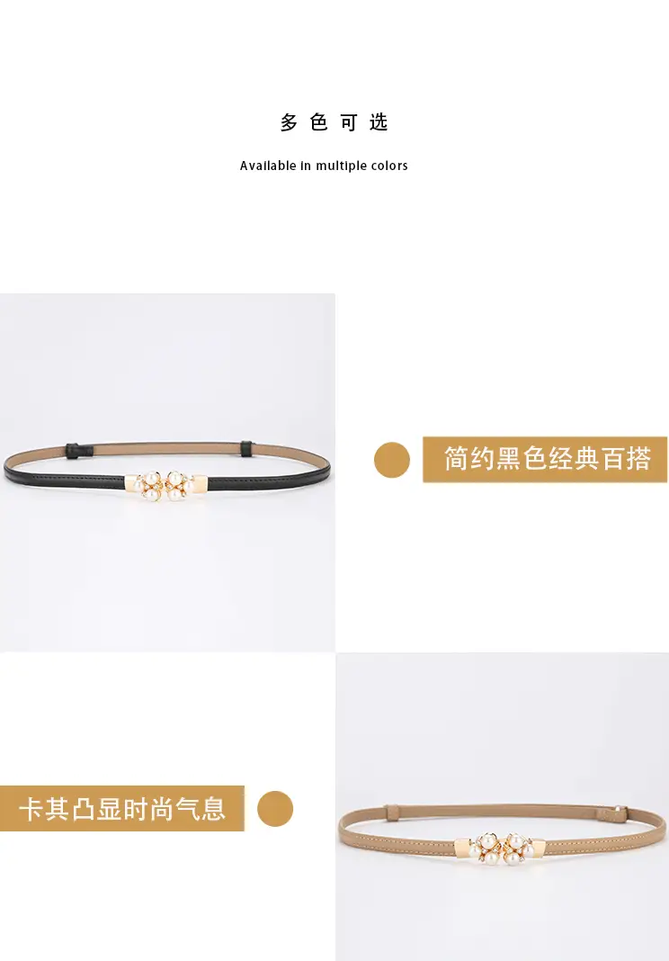 Women's Genuine Leather Decorative Belt with Crystal Accent β feature 6