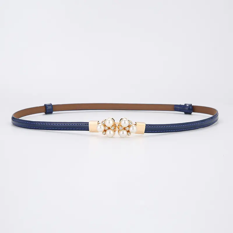 Women's Genuine Leather Decorative Belt with Crystal Accent - Image 10