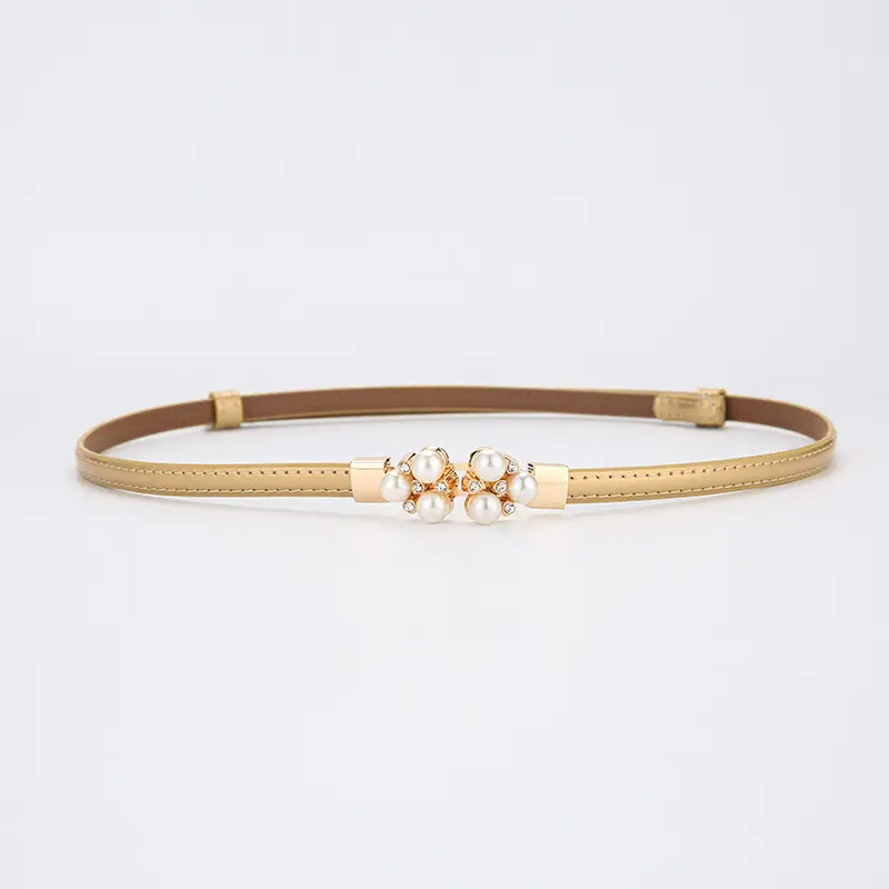 Women's Genuine Leather Decorative Belt with Crystal Accent - Image 11