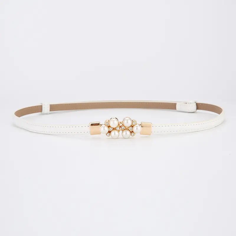 Women's Genuine Leather Decorative Belt with Crystal Accent - Image 2