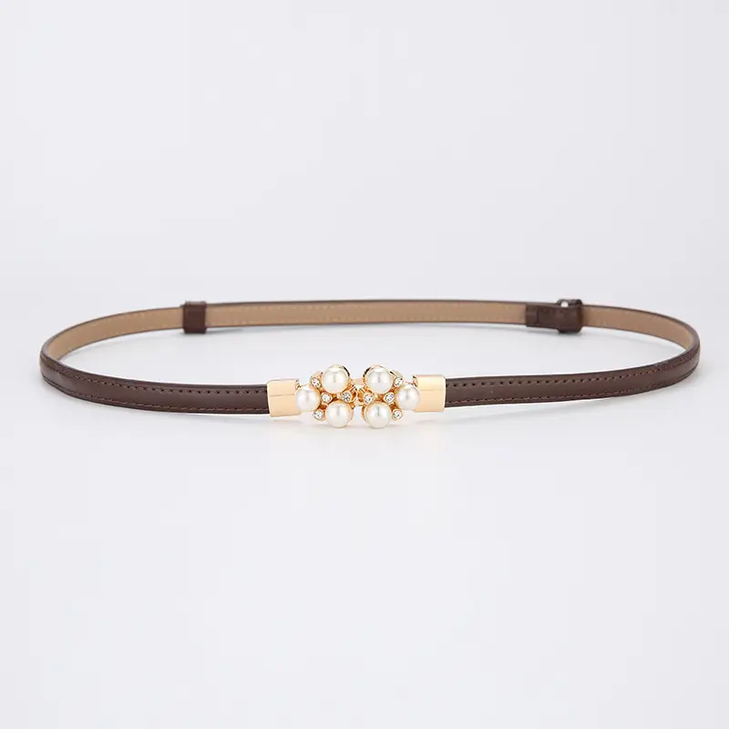 Women's Genuine Leather Decorative Belt with Crystal Accent - Image 5