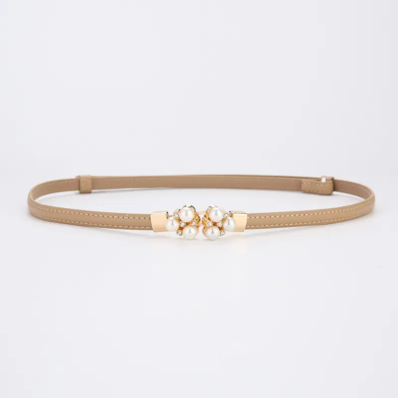 Women's Genuine Leather Decorative Belt with Crystal Accent - Image 6