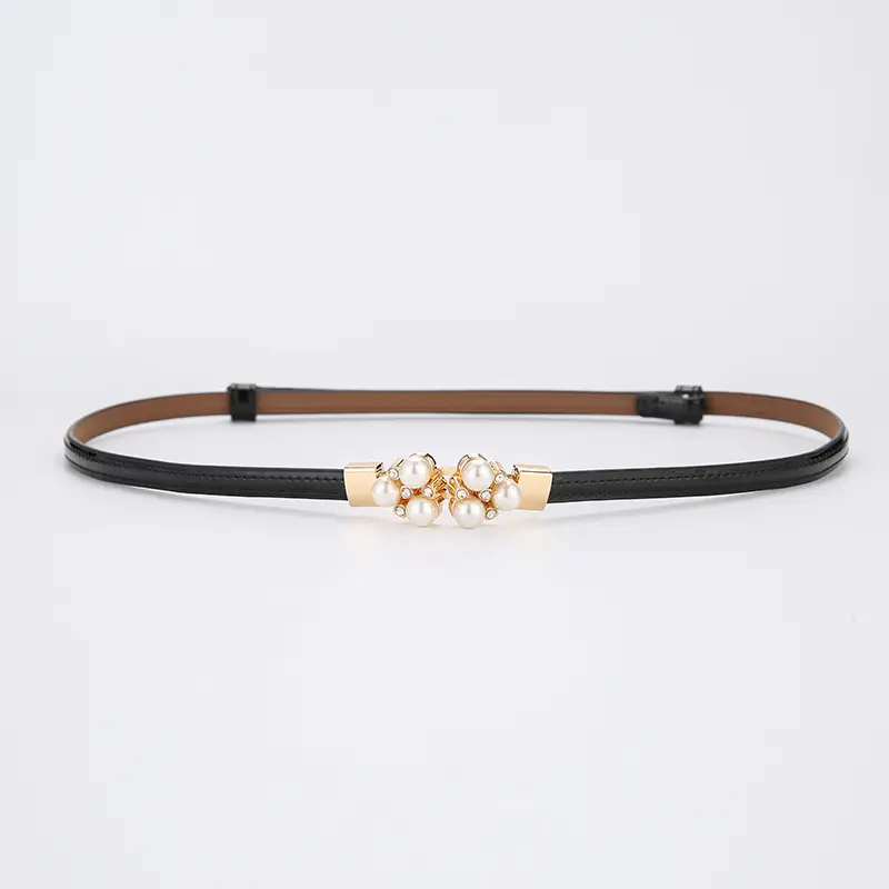Women's Genuine Leather Decorative Belt with Crystal Accent - Image 7