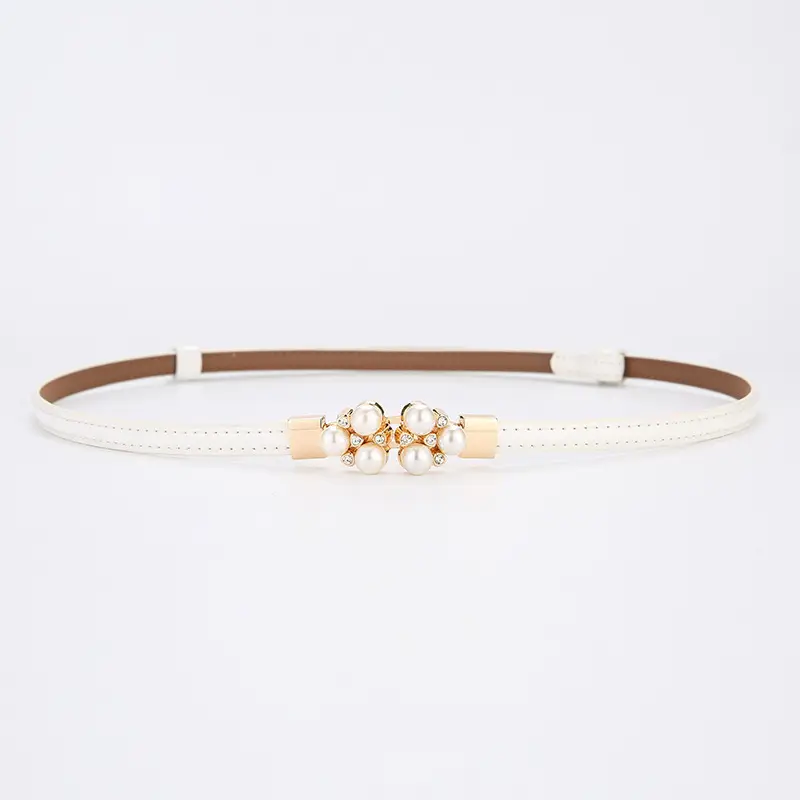 Women's Genuine Leather Decorative Belt with Crystal Accent - Image 8