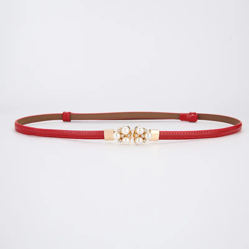 Women's Genuine Leather Decorative Belt with Crystal Accent - Image 9