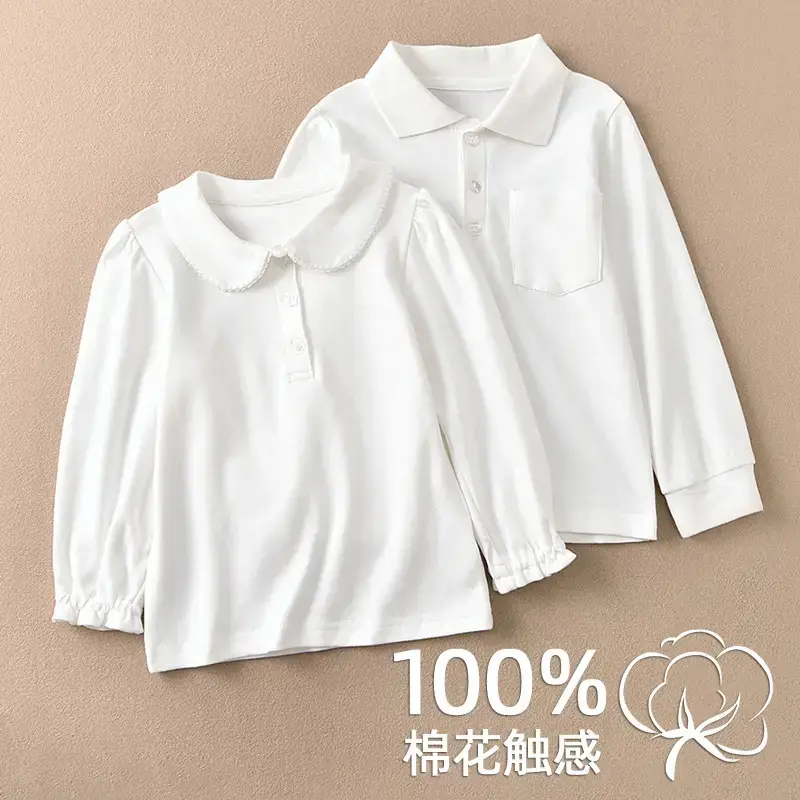 Early Autumn Pure White Long Sleeve T-Shirt for Girls - Image 3
