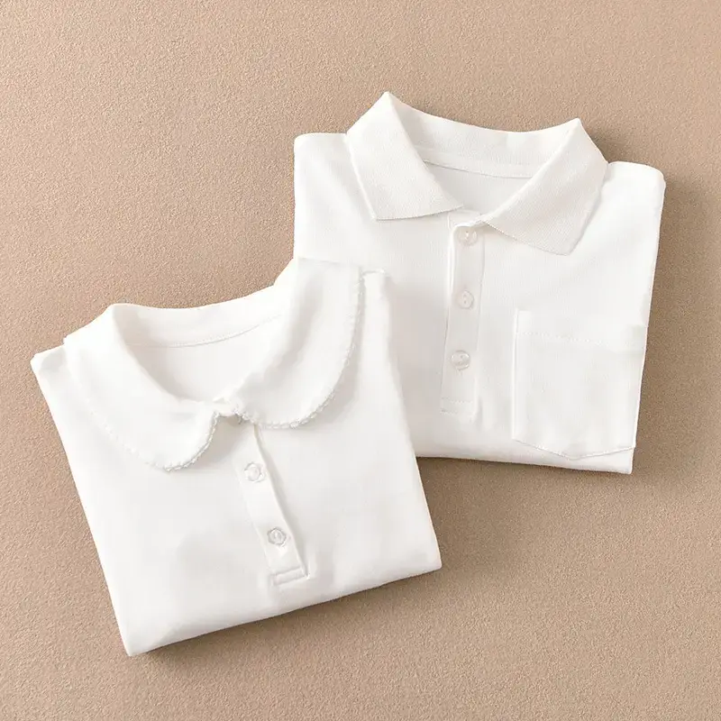 Early Autumn Pure White Long Sleeve T-Shirt for Girls - Image 4