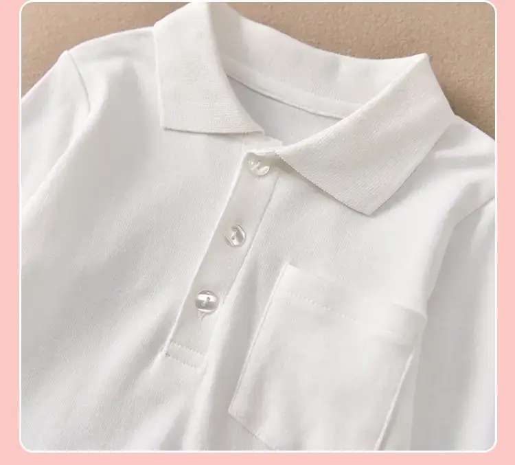 Early Autumn Pure White Long Sleeve T-Shirt for Girls — feature 15
