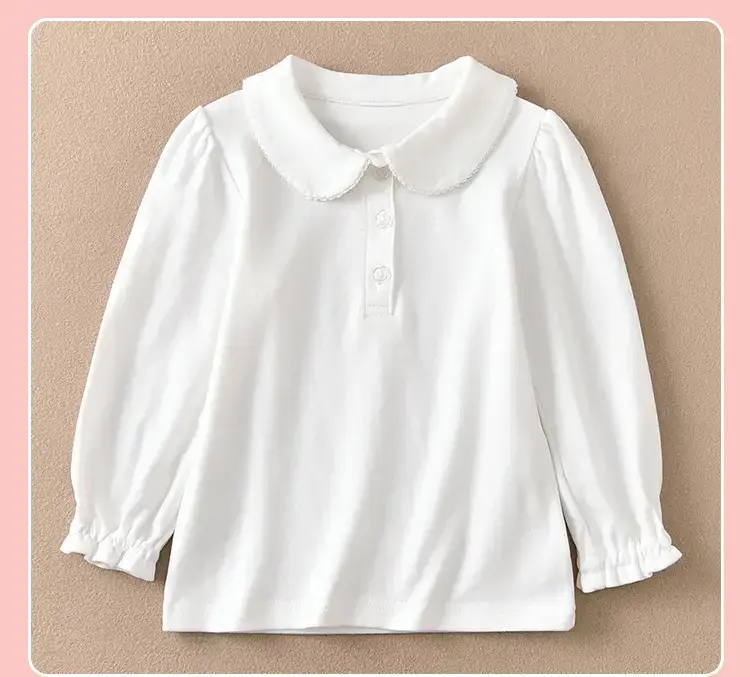Early Autumn Pure White Long Sleeve T-Shirt for Girls — feature 21