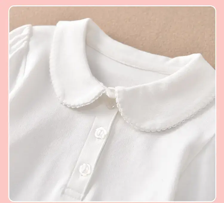 Early Autumn Pure White Long Sleeve T-Shirt for Girls — feature 22