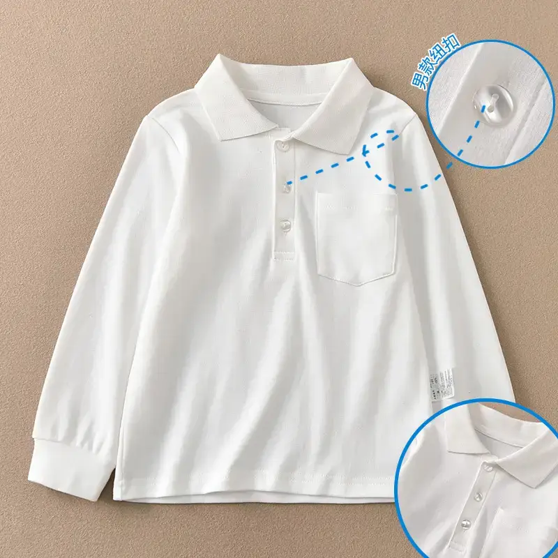 Early Autumn Pure White Long Sleeve T-Shirt for Girls - Image 2