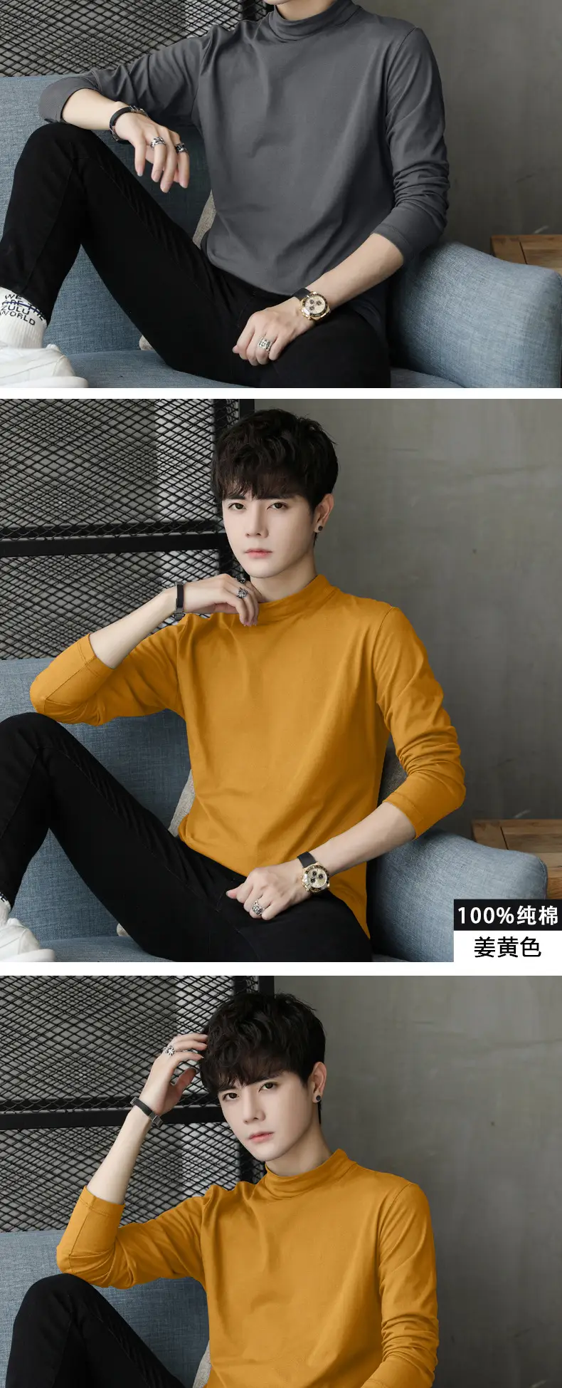 Men Cotton Turtleneck Sweatshirt Maroon Long Sleeve — feature 9