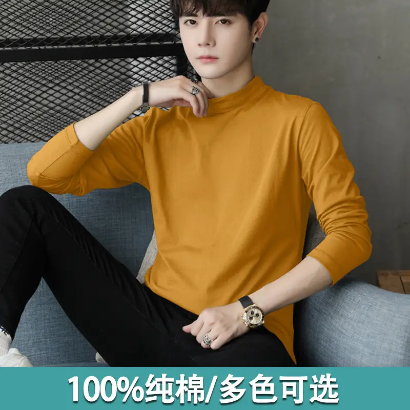 Men Cotton Turtleneck Sweatshirt Maroon Long Sleeve - Image 4