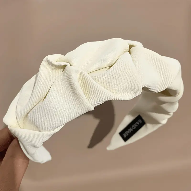 Women's Beige Wide-brimmed Hair Hoop Summer - Image 5