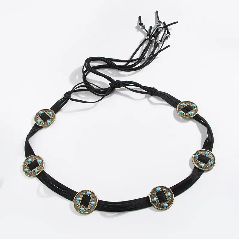 New Western Style Inlaid Beads Belt for Women