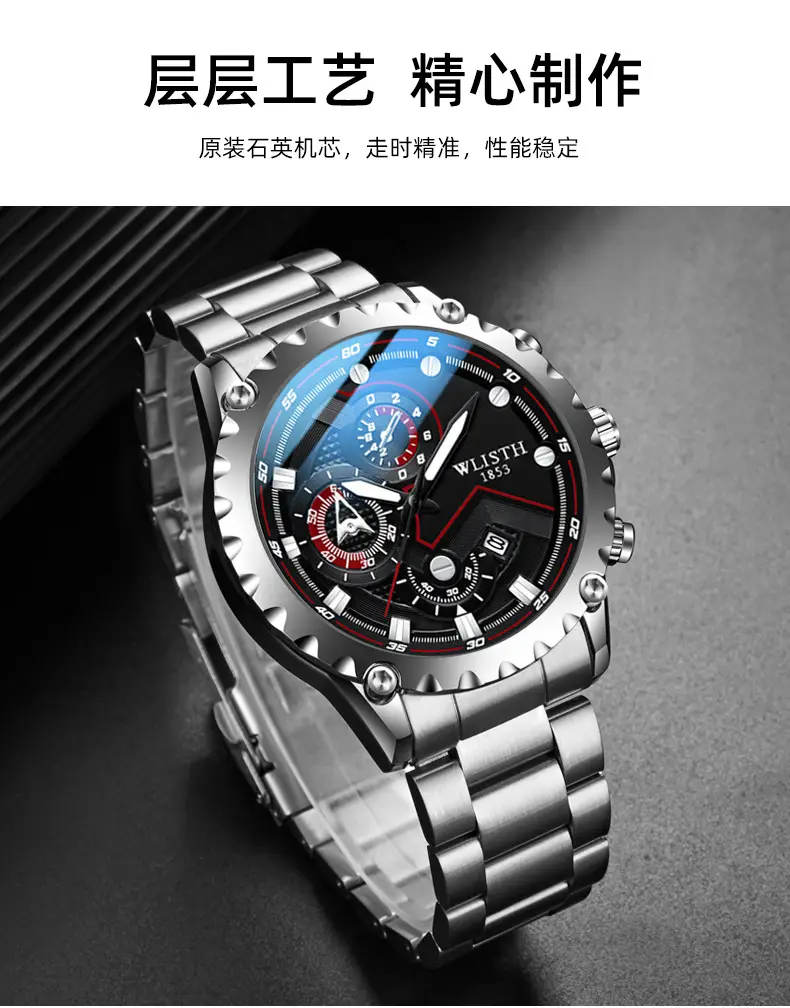 Men's Black Chronograph Watch with Luminous Dial — feature 15