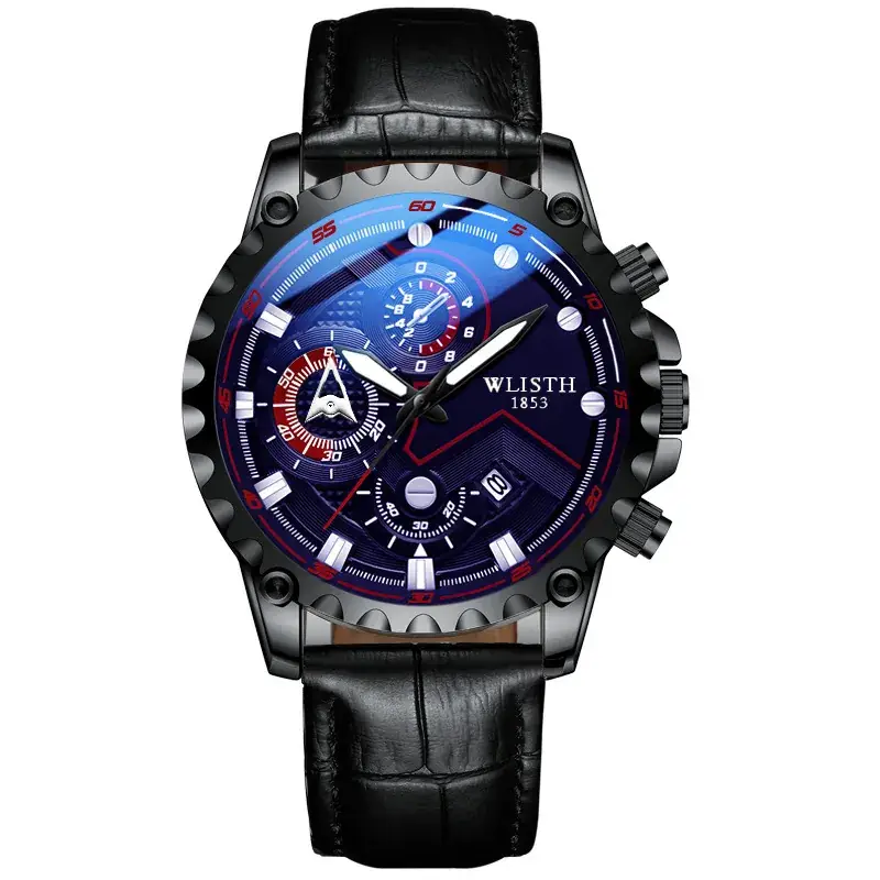 Men's Black Chronograph Watch with Luminous Dial - Image 2