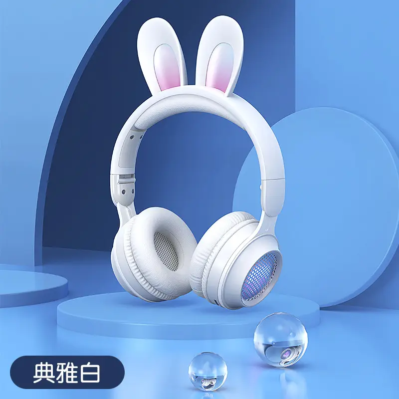 Pink Over-Ear Wireless Gaming Earphones with Rabbit Ears - Image 3