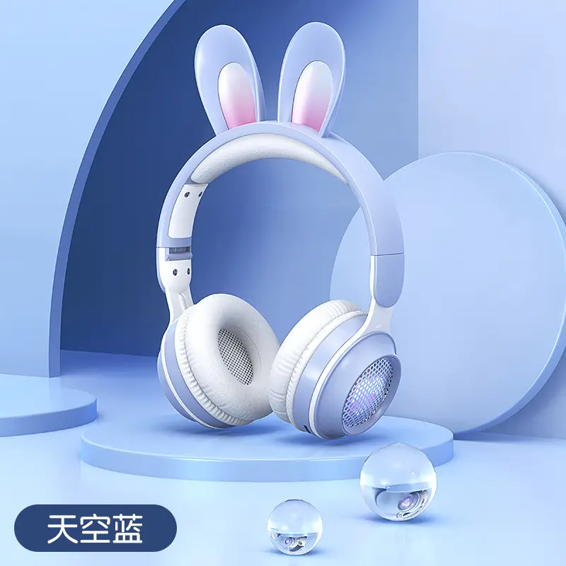 Pink Over-Ear Wireless Gaming Earphones with Rabbit Ears - Image 4