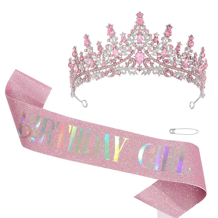 Birthday Queen Crown with Ribbon & Belt Set - Image 2