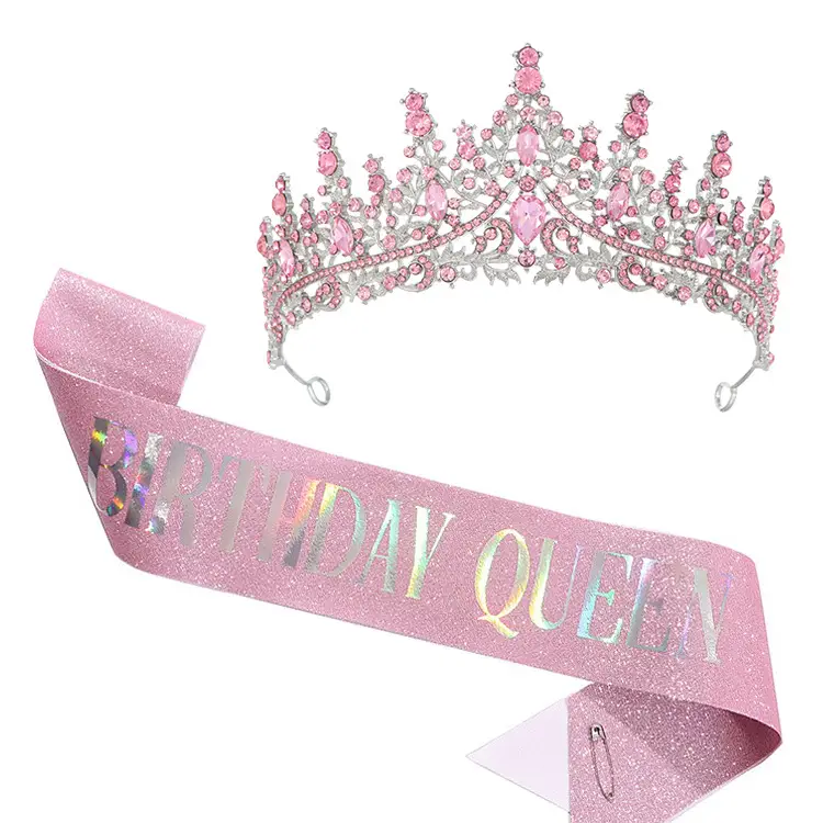 Birthday Queen Crown with Ribbon & Belt Set - Image 4
