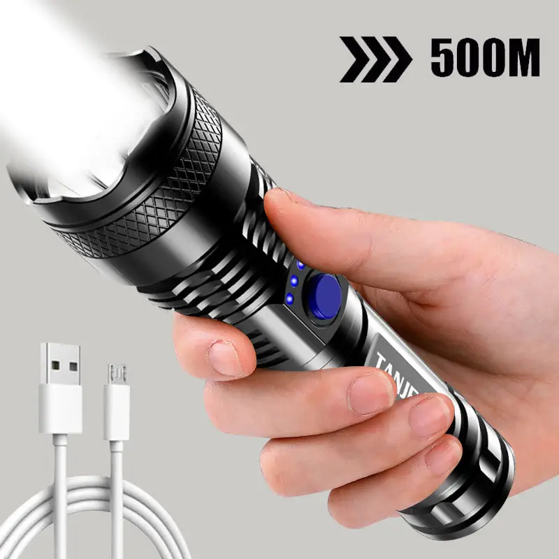 USB Rechargeable 14500 Mini Flashlight Black - Image 2