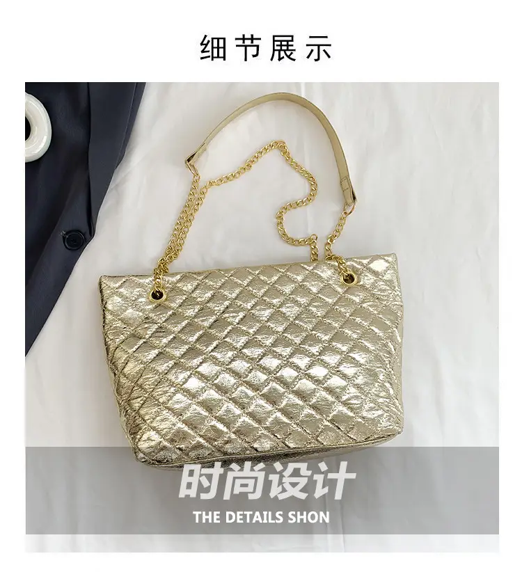 Green Velvet Rhombus Embroidery Shoulder Tote Bag — feature 2