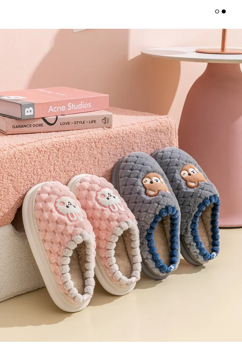 Cixi Cotton Slippers Women's Winter Home Use Spring and Autumn Indoor Non-slip Home Warm Couple's Winter Fur Plush Men — feature 3