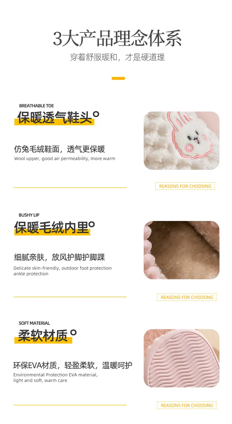 Cixi Cotton Slippers Women's Winter Home Use Spring and Autumn Indoor Non-slip Home Warm Couple's Winter Fur Plush Men — feature 4