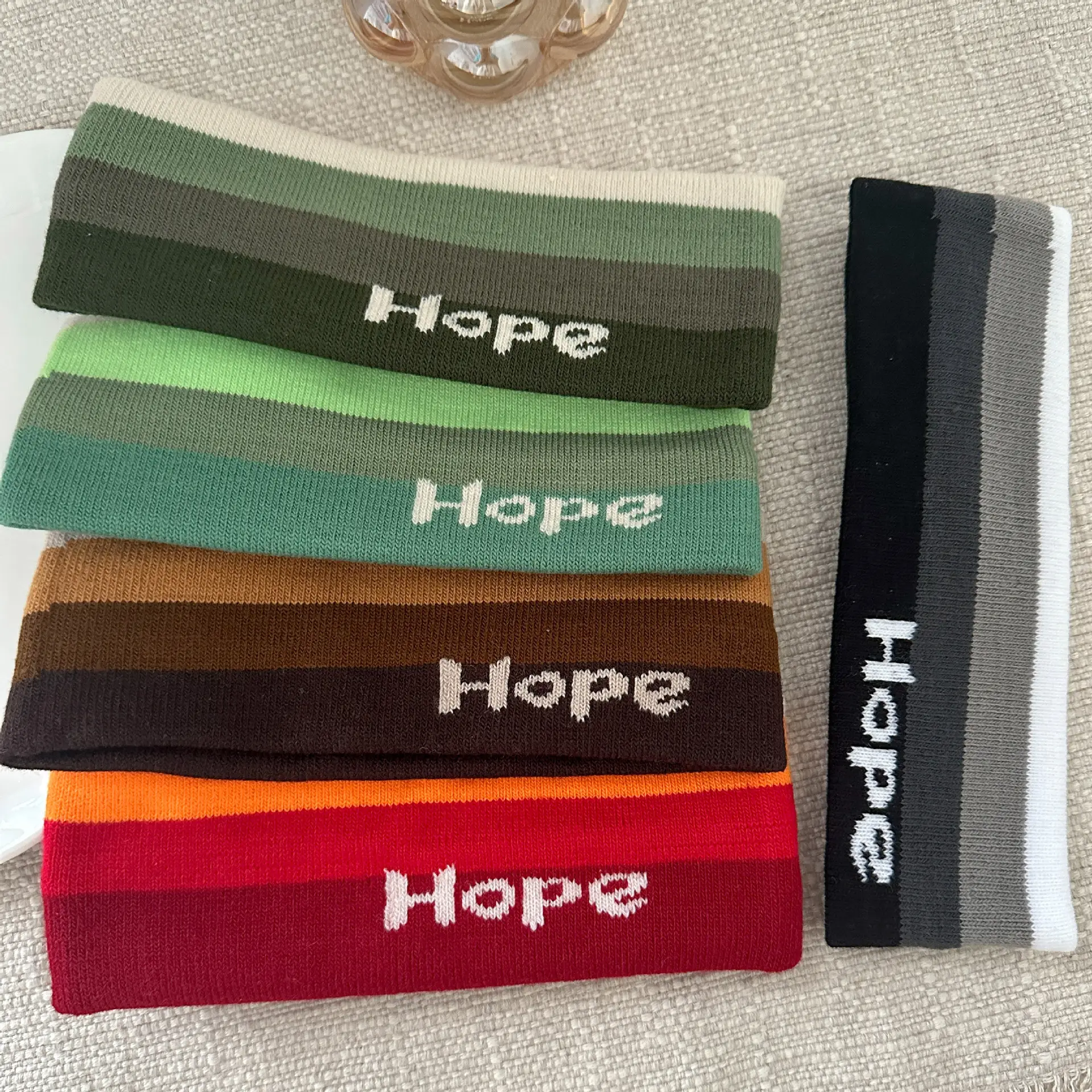 Green Knitted Hair Band with Hope Print — feature 10
