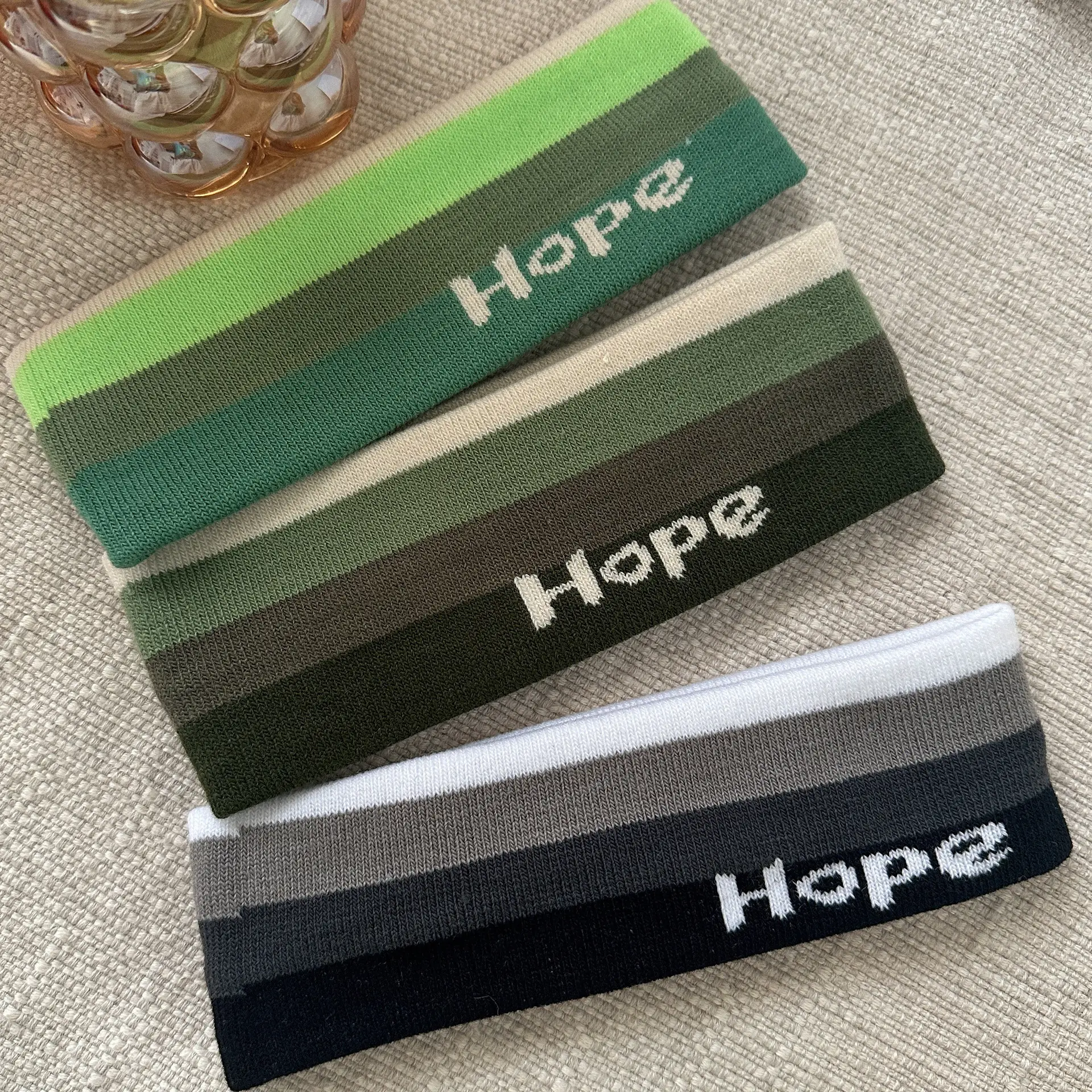 Green Knitted Hair Band with Hope Print — feature 6