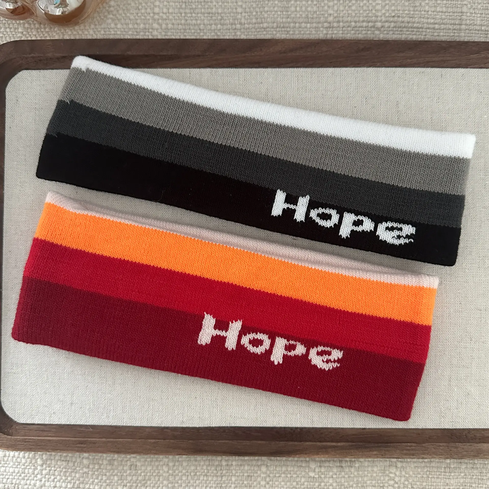 Green Knitted Hair Band with Hope Print — feature 8
