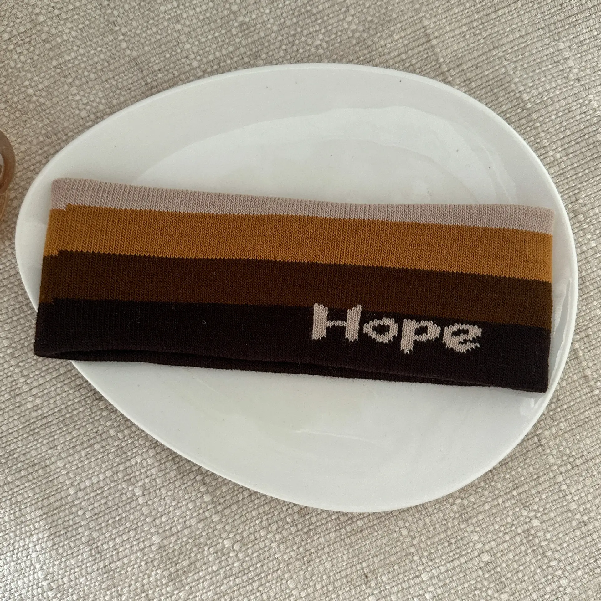 Green Knitted Hair Band with Hope Print - Image 5