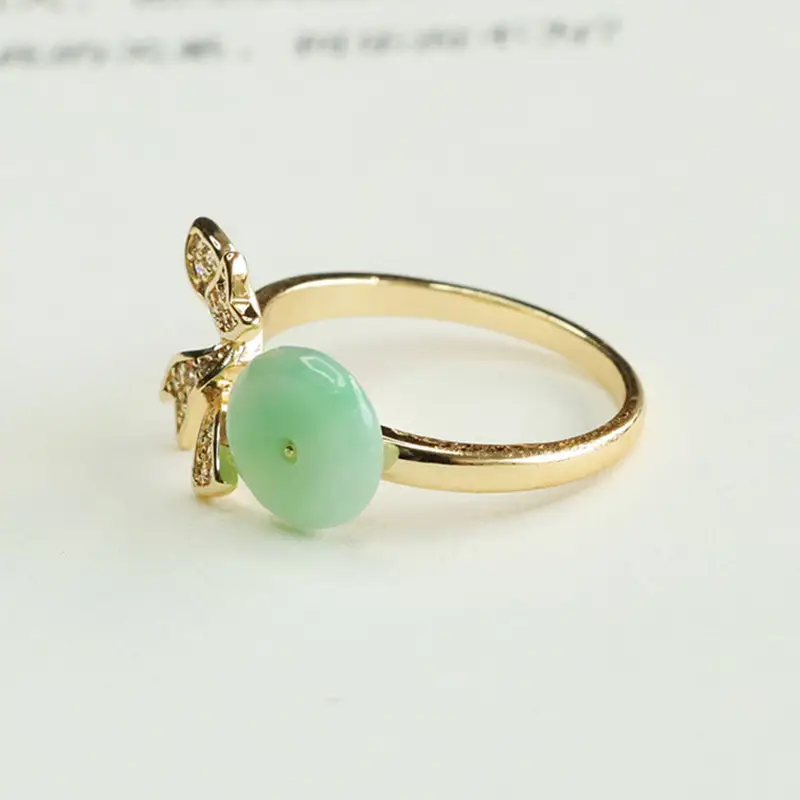 Green Jade Butterfly Ring with Crystal Accents — feature 5