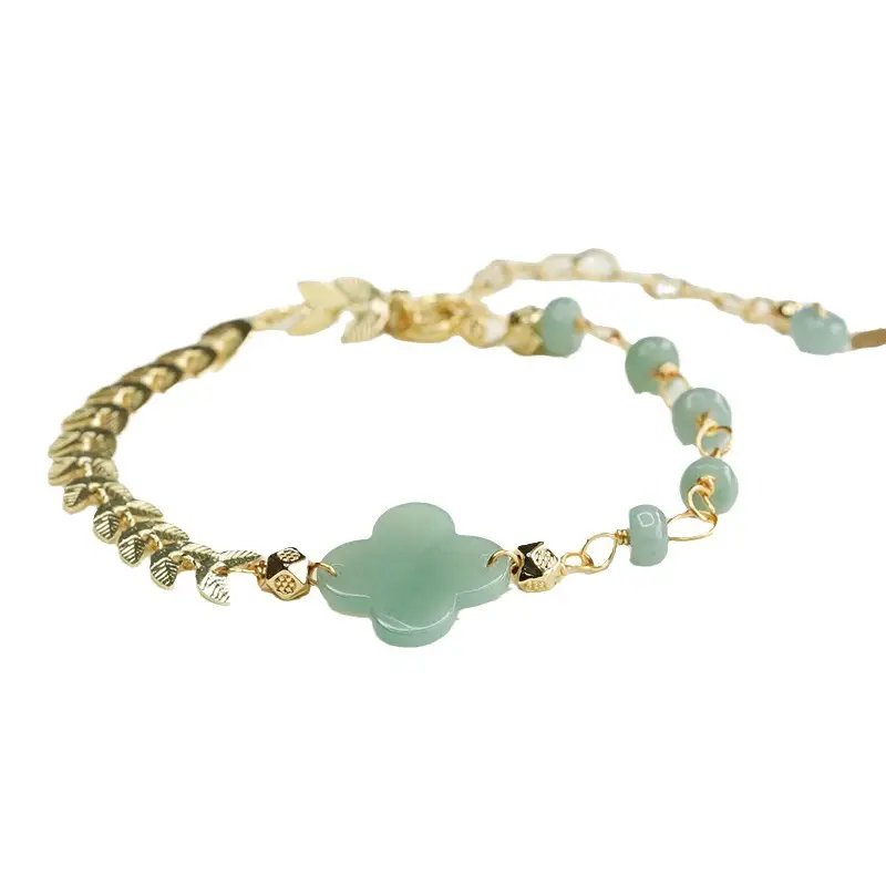 Jade Blue Four-Leaf Clover Bracelet for Women - Image 6