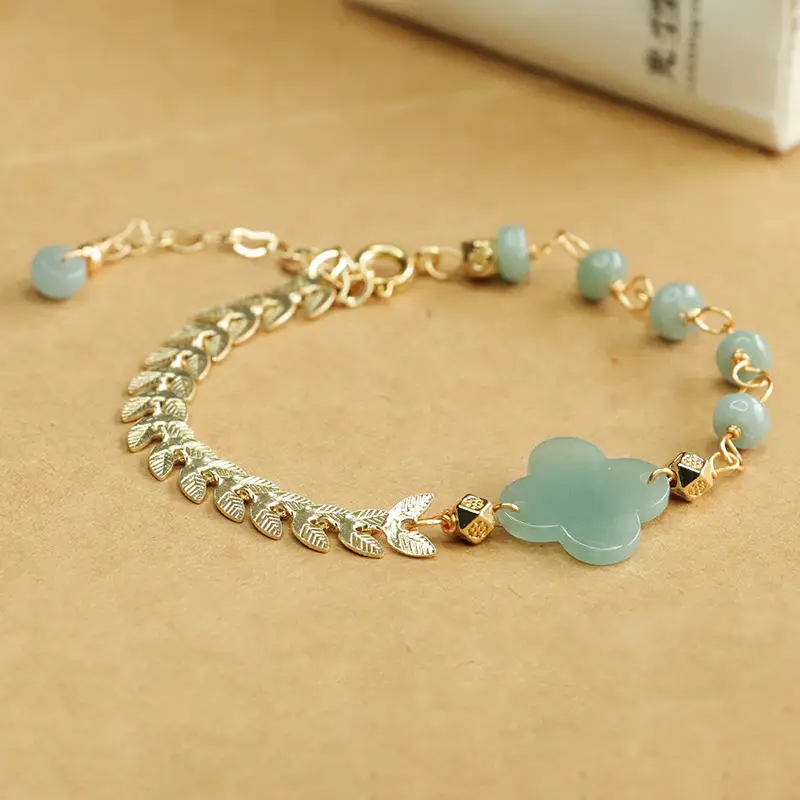 Jade Blue Four-Leaf Clover Bracelet for Women — feature 13