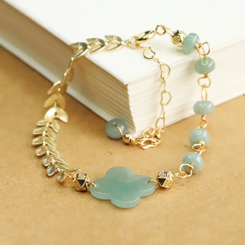 Jade Blue Four-Leaf Clover Bracelet for Women — feature 5