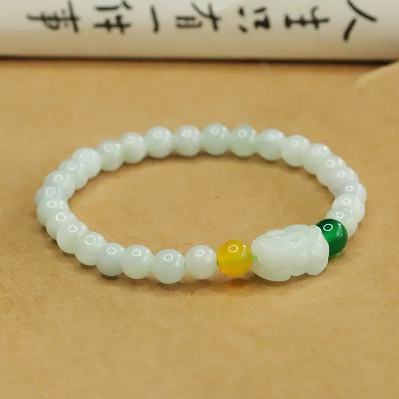 Natural Jade Pixiu Bracelet for Women Green Yellow - Image 3