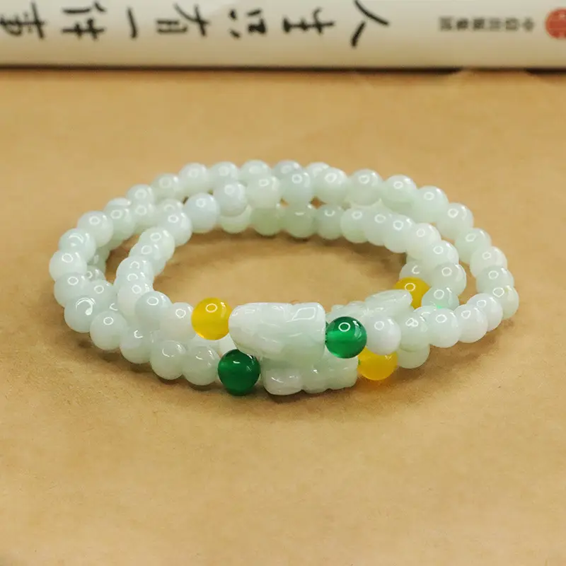 Natural Jade Pixiu Bracelet for Women Green Yellow - Image 4