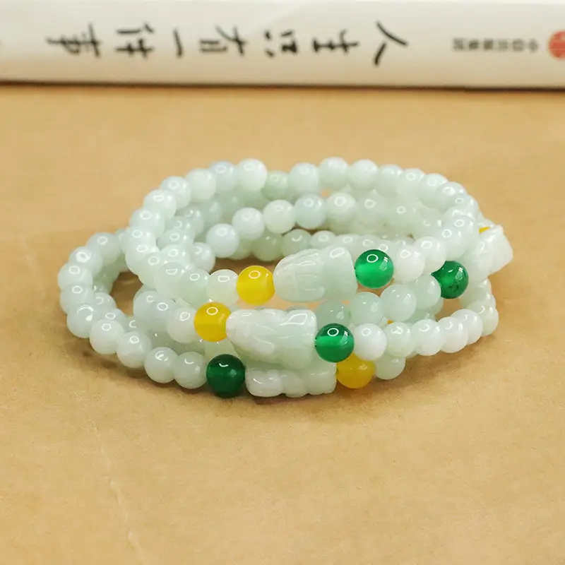 Natural Jade Pixiu Bracelet for Women Green Yellow - Image 5