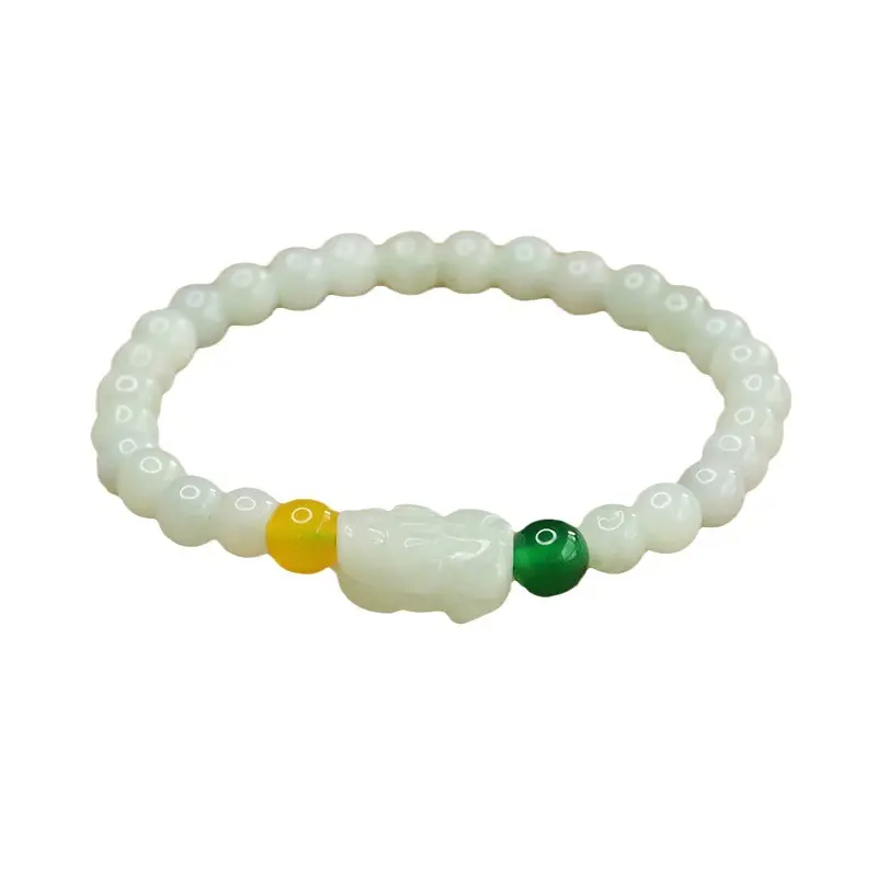Natural Jade Pixiu Bracelet for Women Green Yellow - Image 6