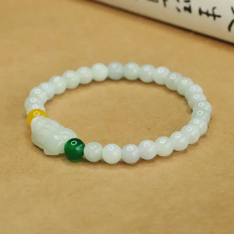 Natural Jade Pixiu Bracelet for Women Green Yellow — feature 5