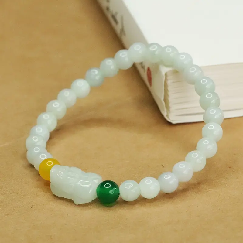 Natural Jade Pixiu Bracelet for Women Green Yellow — feature 7