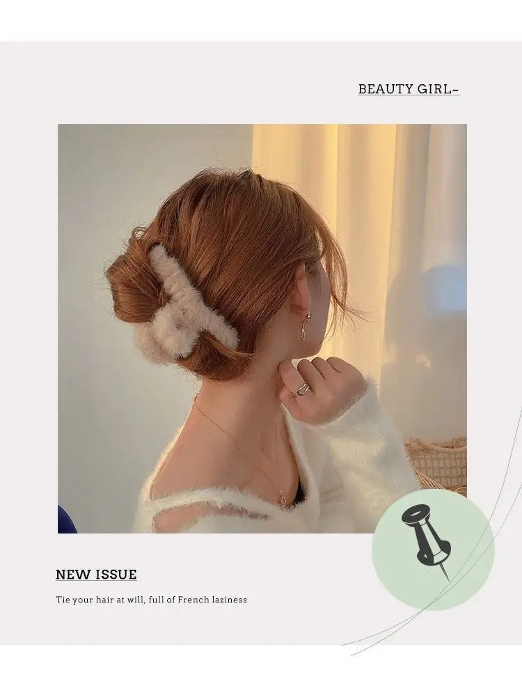 Plush Hair Clips for Girls Winter Hairpin Multi Color — feature 1