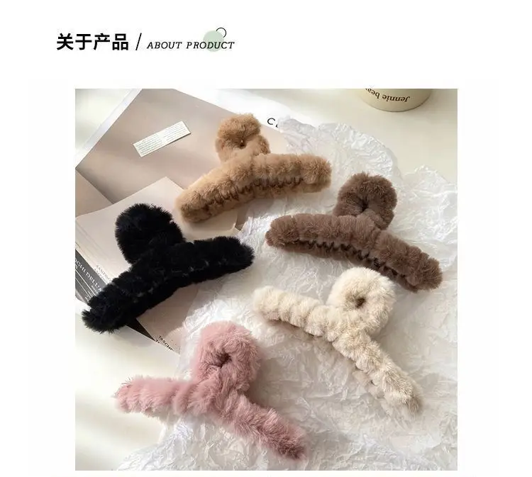 Plush Hair Clips for Girls Winter Hairpin Multi Color — feature 3