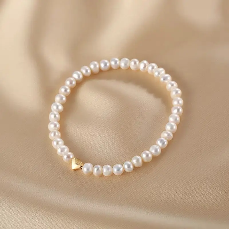 18k Gold Plated Pearl Love Bracelet for Women - Image 2