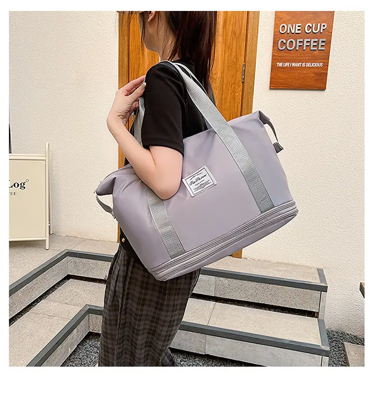 Short Distance Travel Bag Simple Casual Sports Fitness Bag Korean Style Large Capacity Shoulder Bag Expandable Student Leisure Bag - Image 3